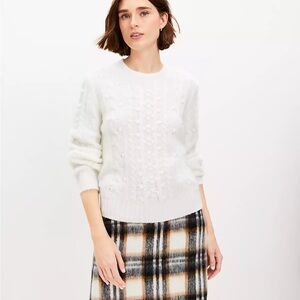 LOFT White Cable Knit Sweater *NWT*